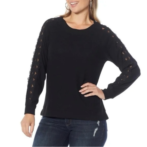 Democracy Sweaters - NWT Democracy Black Sweater with Lace down Sleeves